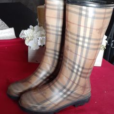 Used In Good Condition No Have Insoles See Pictures For More Details (D)Str Burberry Rain Boots, Burberry Shoes, Rain Boots, Burberry, Women Shoes, Cream, Boots, Red, Women Shopping