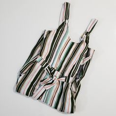 So Fun And Girly! Perfect For Summer. Really Soft And Fully Lined. Not See Through! Easy Breezy Summer Vibes. - Vibrant Stripes - Wide Leg - Size S, Fits 4 - 6 - Belted Waist - Has Pockets! - Scoop Neck - O Ring Straps Brand New With Tags Trendy Striped Jumpsuits And Rompers For Summer, Trendy Striped Jumpsuits And Rompers For Vacation, Spring Striped Overall Jumpsuits And Rompers, Striped Summer Jumpsuits And Rompers For Vacation, Striped Cotton Jumpsuits And Rompers For Beach, Striped Overalls Jumpsuits For Spring, Striped Sleeveless Jumpsuits And Rompers For Day Out, Trendy Striped Jumpsuits And Rompers For Beach, Sleeveless Striped Jumpsuits And Rompers For Day Out