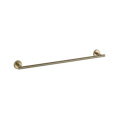 a brass colored towel bar on a white background with no people in the room around it