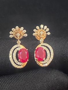 sponsored - Find many great new & used options and get the best deals for 3.09 Cts Round Brilliant Cut Natural Diamonds Ruby Dangle Earrings In 14K Gold at the best online prices at eBay! Free shipping for many products! Exquisite Oval Earrings With Elegant Design, Traditional Rose Gold Earrings For Formal Occasions, Elegant Red Danglers, Traditional Oval Diamond Earrings, Luxury Hallmarked Drop Earrings, Oval Rose Gold Hallmarked Earrings, Dazzling Yellow Gold Drop Earrings, Hallmarked Oval Rose Gold Earrings, Red Diamond Hallmarked Earrings