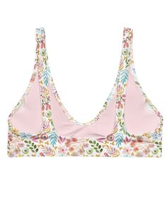 Matching bottom! Floral Print Beachwear Tops For Pool, Floral Beachwear Tops, Summer Beach Tops With Plant Print, Triangle Top With Floral Print For Beachwear, Poolside Floral Print Triangle Top, Summer Floral Print Pool Tops, Floral Print Triangle Top For Poolside, Summer Floral Print Top For Pool, Summer Multicolor Bra-friendly Tops