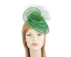 This fancy green headpiece from our beautiful range of cocktail hats, headpieces and special occasion hats is custom made from luxurious fabric with synthetic horse hair (crinoline) with comb for comfortable wearing. This cocktail hat is made to order and we can make it in many colours. Just tell us the colour you like. We can also make the hat from your fabric. Please allow up to a week for creation of the hat.  Made in Australia  Custom made to match your outfit Fitted Sinamay Headpiece For Kentucky Derby, Fitted Fascinator With Structured Crown For Events, Elegant Green Fascinator For Church, Green Cloche Hat For Evening, Elegant Green Church Fascinator, Pinched Crown Fascinator For Races, Green Headband Fascinator For Party, Fitted Fascinator With Pinched Crown For Races, Fitted Cloche Fascinator For Royal Ascot