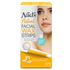 Nad's Natural Facial Wax Strips are the natural way to remove facial hair quickly and easily. These easy-to-use waxing strips are made with vegan and naturally-derived ingredients.  Just rub, peel & go for smooth skin that lasts up to 5 weeks.  Nad's Natural Facial Wax Strips are ideal for waxing hair from delicate facial areas including upper lip and chin.  The EcoFlex strip is made from 99% vegetal origin materials and shapes to the curves of your face for effective hair removal.  These na Waxing Brows, Tutorial Eyebrow, Natural Hair Removal Remedies, Home Waxing Kit, Face Wax, Eyebrow Kit, Remove Unwanted Facial Hair, Underarm Hair Removal, Eyebrow Grooming