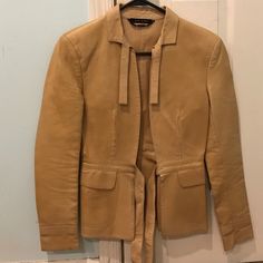 Gucci Tan Leather Jacket Gucci Fall Business Blazer, Gucci Business Blazer For Fall, Gucci Long Sleeve Blazer For Spring, Gucci Designer Formal Outerwear, Chic Gucci Winter Blazer, Designer Gucci Formal Outerwear, Gucci Luxury Fall Blazer, Gucci Luxury Blazer For Fall, Fall Luxury Gucci Blazer