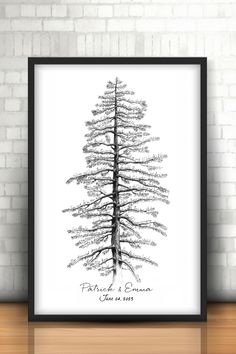 This is 100% handmade. The tree for signatures is shaped like a pine tree. The signature pine tree allows you to write your signature along the branches in a very stylish way, where the letters resemble pine needles to mark your special day. There is more than enough space for your guests to sign and leave you notes of love and warm wishes. The tree is drawn with plenty of space for guests signatures to fill into the branches, creating the look of pine needles. Pine Tree Themed Wedding, Guest Book Ideas For Wedding Unique, Guest Book Alternative Birthday, Tree Themed Wedding, Creative Guest Book, Guest Book Tree, Wedding Tree Guest Book, Garnet Wedding, Unique Guest Book