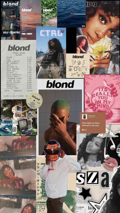 a collage of various images with the words blond on them, including an image of a man