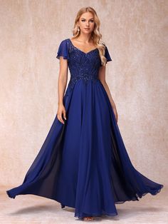 A-Line/Princess V-Neck Short Sleeves Long Formal Evening Dresses With Beading Dresses With Beading, Mother Of The Bride Dresses Long, Mother Of The Bride Dress, Formal Evening Dresses, Mother Of The Bride Dresses, Bride Dress, Autumn Summer, Mother Of The Bride, The Bride