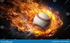 a baseball on fire flying through the air