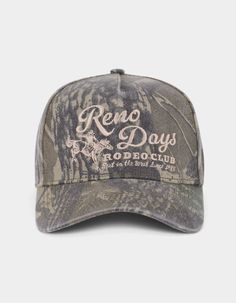 Woodland Camo Reno Snapback Hat. Allover Camo Print. 5-Panel Structured Hat. Embroidery On Front. Curved Visor. Adjustable Snap Closure. 100% Cotton. Imported. Womens Hat, Camo Hat, Camo Trucker Hat, Wwe T Shirts, Flannel Sweatshirt, Graphic Trends, Camo Hats, Woodland Camo, Camo Fashion