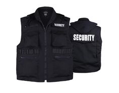 PRICES MAY VARY. SECURITY embroidery on Front and Back 8 Pockets for all gears, 1 zipped pocket on back ; 8 Shell loops on each side on front 1 zipped pocket on back Zipped Hood on Collar SECURITY embroidery on both front and back
 front panel: 8 shell loops on each side 8 front pockets (1 zipped pocket )
 Rear panel: Game bag Zipped Hood on collar
 Fabric: Cotton / Polyester 
 Size Options: (Please kindly check the full size table) 
 Size S - Chest - 42 inches 
 Size M - Chest - 45 inches 
 Siz Fbi Uniform, Vest Uniform, Security Uniforms, Style Uniform, Army Style, Cotton Polyester Fabric, Safety Clothing, Army Fashion, Big Pocket