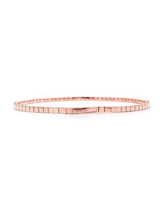 Our half bangle reiterated in 1 carat of diamonds, this bracelet features a uniquely flexible design due to a titanium wire woven within the links. Carat | 1 ctw (+/- .01cts)Clarity | SIColor | DEFCut | Round BrilliantGold | 14 karat Note: In-stock products ship same-day or next-day depending on the time of your order. For made-to-order items please allow up to 1-3 weeks to ship your newest piece of fine jewelry. Modern Bangle Bracelet With Box Chain, Rose Gold Metal Bracelet With Rectangular Links, Modern Single Cut Diamond Bangle Tennis Bracelet, Rose Gold Bracelets With Rectangular Metal Links, Modern Stackable Bangle Tennis Bracelet, Modern Diamond Bracelet With Round Strap, Stackable Rose Gold Bangle Chain Bracelet, Modern Diamond Tennis Bracelet Bangle, Stackable Rose Gold Bangle Bracelet