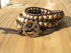 Triple Wrap Bracelet  Earthy Picture Jasper by DesignsbyMindy, $35.00 Triple Wrap Bracelet, Picture Jasper, Jasper Stone, Stone Beads, Wrap Bracelet, Leather Bracelet, Gift Ideas, Bracelet, Beads