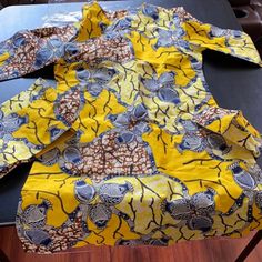 Batik Thai Or African Ankara Dress, Headscarf And Matching Mask. New, Never Worn. Previous Seller Indicated Cotton & Feels To Be Cotton. Size Is A Medium (Marked Xl) 36" Bust 40" Hip Side Slits Approx. 3". Excellent Condition. Reposhing Because I Never Wore It. Yellow Batik Print Dresses, Yellow Cotton Dress With Batik Print, Traditional Yellow Floral Print Dress, Traditional Yellow Dress With Batik Print, African Fabric Dress, African Ankara, Ankara Dress, African Fabric, Head Scarf