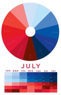 the color wheel for july is shown in red, white and blue