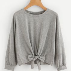 Style: Casual Type: Pullovers Decoration: Knot Pattern Type: Plain Color: Grey Sleeve Length: Half Sleeve Composition: 100% Polyester Neckline: Round Neck Fabric: Fabric Has Some Stretch Season: Spring Fit Type: Regular Fit Shoulder (Cm): S: 60 Cm, M: 61 Cm, L: 62 Cm, Xl: 63 Cm Bust (Cm): S: 110 Cm, M: 114 Cm, L: 118 Cm, Xl: 122 Cm Sleeve Length (Cm): S: 38 Cm, M: 39 Cm, L: 40 Cm, Xl: 41 Cm Length (Cm): S: 49 Cm, M: 50 Cm, L: 51 Cm, Xl: 52 Cm Size Available: S, M, L, Xl Shoulder Knots, Cute Sweatshirts, Cropped Sweatshirt, Casual Tops For Women, Cut Loose, Loose Tops, Cute Top, Grey Sweatshirt