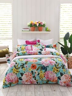 Ravello evokes summer garden vibes using pink, tangarine and lemon across a blue ground. Learn More size guide Tangerine And Lemon, Bed Quilt Cover, Blue Backdrops, Furniture Side Tables, King Quilt, Queen Quilt, Quilted Pillow, Quilt Cover Sets, Bedroom Bed