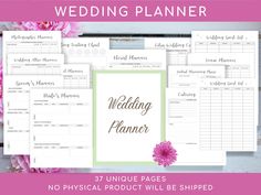 wedding planner with pink flowers in the background