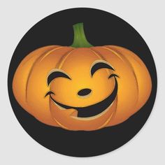 a pumpkin with a smiley face on it's side stickers for the halloween season