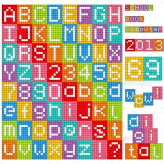 a cross stitch pattern with numbers and letters in different colors - miscellaneous objects / patterns decorative