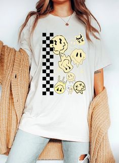 Smiley Face Shirtsmiley Faces Shirtsmiley Face - Etsy Smiley Face Tshirt, Smiley Face Shirt, Smiley Face, Smiley