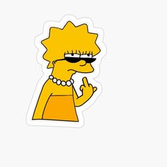 the simpsons sticker is wearing sunglasses and holding his finger up in front of him