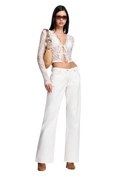 SAPPHIRA TOP - WHITE – I.AM.GIA North America White Denim Pants For Fall, Flower Heels, I Am Gia, Most Wanted, 70 Dress, Cargo Pant, Buy Now Pay Later, White Pants, Dress 100