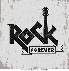 rock forever with an acoustic guitar on the grungy background royalty illustration