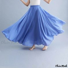 Olivia Mark - Bohemian Solid Color Linen Blend Maxi Skirt with Tribal Flared Hemline Maxi Skirt Spring, Floor Length Maxi Skirt, Womens Fall Dress, Pleated Maxi Skirt, Long Skirts For Women, Flowing Skirt, Pleated Midi Skirt, Dresses For Teens, Knee Length Skirt