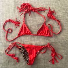 Like New, Rare Acacia Swimwear Bikini, Size Small Bottom & Medium Top. Top Is Similar To Humuhumu Style With Braided Ties & Tassels. Bottom Is Similar To Polihale Style, Also With Tassels Side Ties. No Flaws. Worn Only A Few Times. Red Stretch Festival Swimwear, Fitted Beachwear Swimwear With Tassels, Party Swimwear With Tassels For Beach Season, Fitted Fringe Swimwear For Festivals, Party Beachwear Swimwear With Tassels, Acacia Swimwear Bikinis, Acacia Swimwear, Top Top, Womens Swim