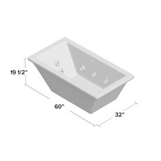 the bathtub is shown with measurements for it