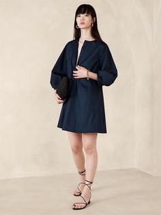 Poplin Lantern-Sleeve Mini Dress | Banana Republic Chic Cotton Dresses With Bishop Sleeves, Workwear Dresses With Blouson Lantern Sleeves, Chic Shirt Dress With Gathered Sleeves For Work, Chic Puff Sleeve Dress With Blouson Sleeves For Work, Workwear Lantern Sleeve Dress With Pleated Sleeves, Fall Workwear Puff Sleeve Dress With Bishop Sleeves, Elegant Cotton Puff Sleeve Dress For Work, Chic A-line Puff Sleeve Dress For Daywear, Wigs Color