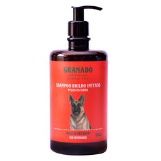 a bottle of shampoo for dogs on a white background