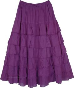 A very chic summer ruffle skirt that would make you feel like walking on the streets of Paris, this stunning cotton maxi skirt is a beautiful addition to any wardrobe.  The Eggplant colored skirt has multi-tiered ruffles which add volume to this beautiful cotton skirt. #tlb #TieredSkirt #MaxiSkirt #Fall #FairycoreSkirt Long Purple Skirt, Fairycore Skirt, Maxi Skirt Fall, Cotton Maxi Skirt, French Summer, Long Skirt Summer, Feminine Skirt, Cotton Maxi Skirts, Streets Of Paris