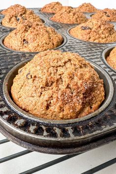 freshly baked muffins in a baking pan ready to be eaten