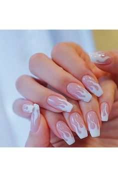 Diamond Nail Designs, Short Fake Nails, French Nail Designs, Color Nails, White Nail Designs, Gel Nail Designs, Simple Nail Designs, Coffin Nails Designs