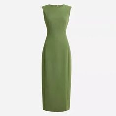 Classic Design, Hangs Beautifully And Is Very Flattering. Nwt J. Crew Sleeveless Sheath Color Sage Size 6 Green Sleeveless Midi Dress For Formal Occasions, Green Sleeveless Midi Dress, Green Fitted Sleeveless Dress For Work, Chic Green Sheath Dress, Chic Green Sleeveless Sheath Dress, Elegant Green Bias-cut Dress, Green J Crew Dress, Green Sleeveless Bias-cut Satin Dress, Green Stretch V-neck Sleeveless Dress