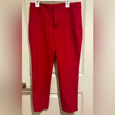 Valentines Pants Brand New With Tags Red Zara Ankle Pants. Come From Pet And Smoke Free Home. Zara Red Party Bottoms, Red Stretch Pants, Red Straight Dress Pants For Work, Red High Waist Fitted Dress Pants, Red Fitted High Waist Dress Pants, Red Fitted Pants For Work, Red Dress Pants With Pockets For Spring, Elegant Red Dress Pants For Spring, Red Straight Leg Dress Pants For Spring