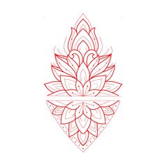 a red and white drawing of a lotus flower on a white background with the words,