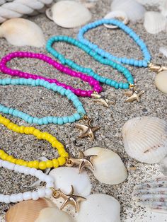 Cute Beachy, summer ready, charm bracelet to spruce up your style this summer. Handcrafted with love using seed beads and elastic cords. Pairs well with other stackable bracelets. Bohemian Charm Bracelet With Round Beads For Beach, Starfish Shaped Beaded Bracelets For Beach Season, Summer Strand Beaded Bracelets With Starfish Charm, Colorful Beads Starfish Bracelet For Beach, Summer Beaded Strand Bracelets With Starfish Charm, Bohemian Beaded Bracelets With Starfish Charm For Beach, Summer Beaded Bracelet With Starfish Charm, Summer Beaded Strand Bracelet With Starfish Charm, Bohemian Beaded Bracelet With Starfish Charm For Vacation