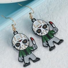 Jason Voorhees Metal Enamel Dangle Earrings. The Charms Measure About 1.25". They Are Made Of Zinc Alloy. Please Feel Free To Ask Any Questions That You May Have. Thanks For Looking! Novelty White Pierced Jewelry, White Enamel Novelty Jewelry, White Novelty Enamel Jewelry, Jason Voorhees, Friday The 13th, Zinc Alloy, Dangle Earrings, Charms, Jewelry Earrings