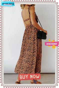 Shane Animal Print Backless Maxi Dress Summer Leopard Print Backless Dress, Sleeveless Leopard Print Summer Dresses, Casual Backless Midi Dress For Day Out, Sleeveless Leopard Print Beach Dresses, Summer Leopard Print Midi Dress For Party, Chic Leopard Print Dress For Day Out, Leopard Print Summer Vacation Dresses, Summer Vacation Leopard Print Dresses, Summer Party Leopard Print Midi Dress