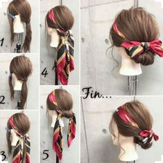 Scarf bun Hair Bun Tutorial, Peinados Fáciles Para Cabello Corto, Easy Summer Hairstyles, Penteado Cabelo Curto, Braided Bun, Bad Hair, Hair Dos, Scarf Hairstyles, Hair Day