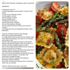 a recipe for pasta with tomatoes, asparagus and herbs