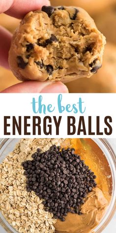 the best energy balls recipe is made with oats, peanut butter and chocolate chips