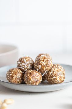 a plate full of no bake energy bites