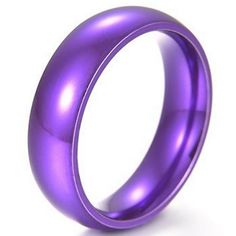 This unique men's and women's perfectly purple everyday fashion ring or majestic wedding band is made of solid hypoallergenic 316L surgical stainless steel. The 6mm wide comfort fit band has a high polish majestic purple PVD finish. This perfectly purple ring is available in sizes 6, 7, 8, 9, 10, 11.5, 12, and 13. This ring is perfect as an everyday casual, fashion, anniversary, handfasting, promise ring, or wedding band. Gift box included with purchase. SKU: FFJ-SSR-532 Purple Wedding Rings, Majestic Wedding, Purple Ring, Purple Rings, Pink Moon, Purple Love, Gold And Silver Rings, All Things Purple, Fashion Ring