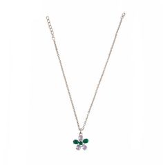 The Dee Necklace features a stunning flower pendant crafted from semi-precious stones, showcasing a delightful contrast of colors. With its elegant and timeless design, it adds a touch of sophistication to any ensemble. Elegant Flower Pendant Necklaces With Natural Stones, Elegant Green Flower Pendant Necklaces, Elegant Flower Pendant Jewelry With Natural Stones, Elegant Green Flower Pendant Necklace, Elegant Flower Charm Pendant Necklace, Green Necklace With Flower Charm And Round Pendant, Elegant Gemstone Flower Necklace, Elegant Green Jewelry With Flower Decoration, Elegant Green Flower Necklace As Gift