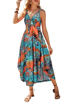 PRICES MAY VARY. Size& Fabric: Size:S=US(4-6),M=US(8-10),L=US(12-14),XL=US(16-18),XXL=US(20-22),Please choose your normal size. Votepretty swing dress made from high-quality materials to ensure comfort and soft touch which suitable to wear all day Unique Design: This flowing sleeveless dress feature a stylish knot front, you can tie a pretty bow through the tie sewn into the dress to showcase a unique sense of fashion Formal/Casual Occasion: The split curved hem, adds layers to the dress, allowi Dress For A Luau Hawaii, Floral Clothes, Island Clothing, Women Maxi Dresses Summer, Summer Maxi Dresses, Hawaiian Dresses, Creative Styling, Tropical Outfit, Island Outfit