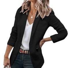 Vicky Bell Black Blazer Size Small Never Worn Women Cardigan Outfit, Look Boho Chic, Blazer Casual, Casual Blazer Women, Outfit Autumn, Suit Collar, Outfit Halloween, Ladies Blazer, Blazer Jackets For Women