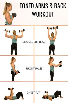 a woman doing the tone arms and back workout